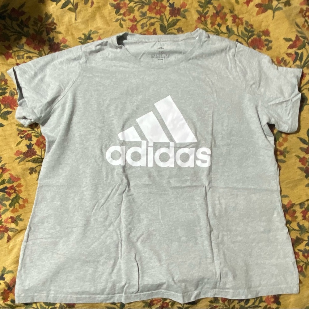 Adidas, plus size 3X, grey, white logo,